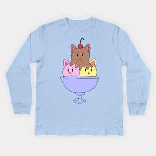 Neapolitan Ice Cream Cats Kids Long Sleeve T-Shirt